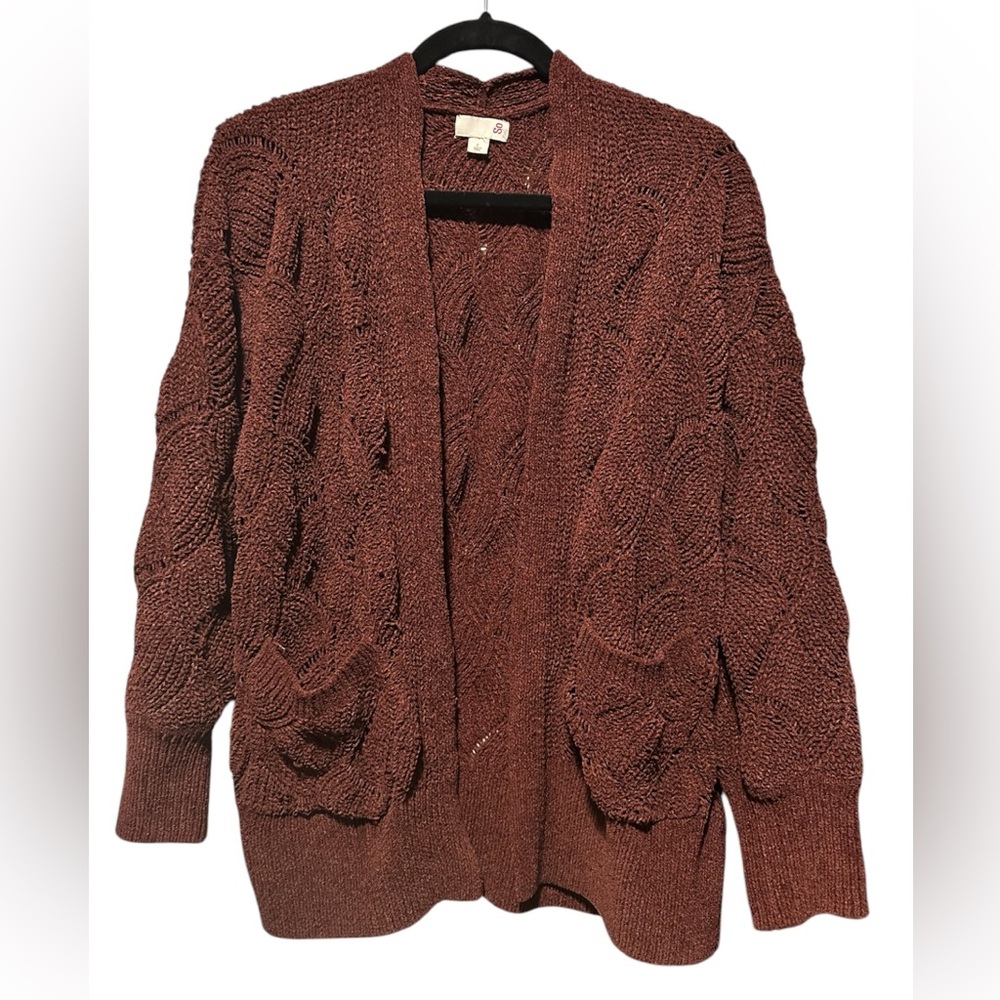 SO Red Chunky Knit Cardigan Large